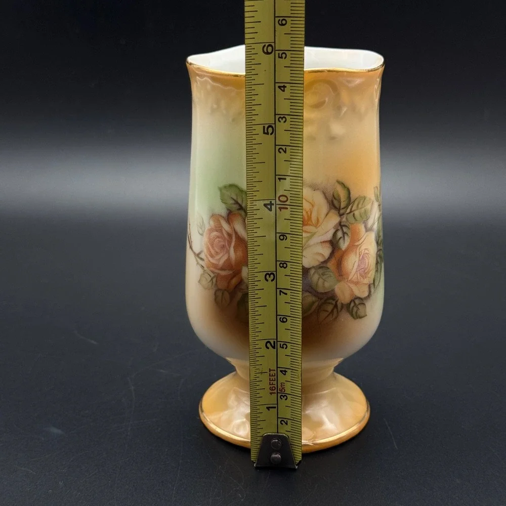 RS Wreath Stamp Porcelain Floral Chocolate‎ Set Pitcher & 5 Cups Gold Trim Roses
